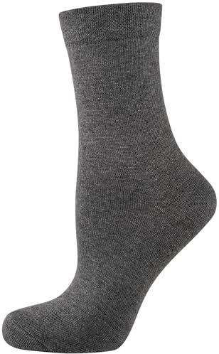 Nur Die 3er Pack Ohne Gummi Socken mit Komfortbund ohne Einschneiden weiche Baumwolle Damen, graumel., 35-38