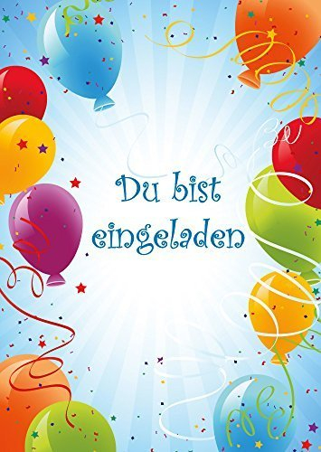 Edition Colibri 10 bunte Einladungskarten zum Kindergeburtstag mit Luftballons non (10655)
