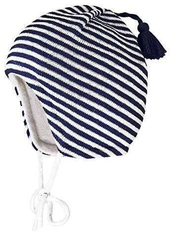 maximo Baby-Jungen Mütze mit Quaste, Gr. 37 cm, Mehrfarbig (artikweiß/dunkelmarine 111)