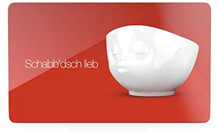 FIFTYEIGHT PRODUCTS / Tassen / Frühstücksbrettchen „Schabbdichlieb ( Resopal, 14x23x1 cm, Rot-Weiß, Made in Germany)