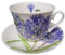 Roy Kirkham Jumbotasse & Untertasse Agapanthus - 0,4l Lila Porzellan Knochenporzellan Tasse mit Untertasse Großer Becher 400ml Zuhause