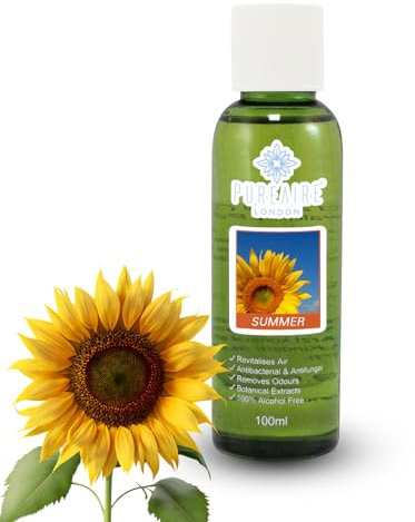 PureAire Essential Oil Blend Summer 100ml Essential Oils for Diffusers for Home Aroma Essence for Diffusers Air Purifiers Aromatherapy Relaxation Botanical Extracts Water Soluble Fragrance Floral
