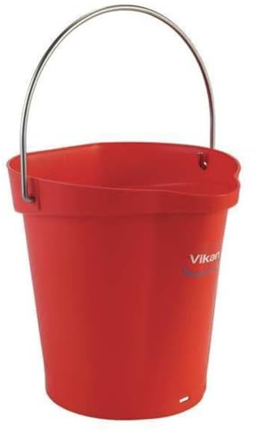 Vikan 1 1/2 gal Round Bucket, 9 19/32 in Dia, Red, Polypropylene/Stainless Steel 56884-1 Each