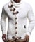 Leif Nelson Men Cardigan Jacket Shawl Collar LN-4195 White Small