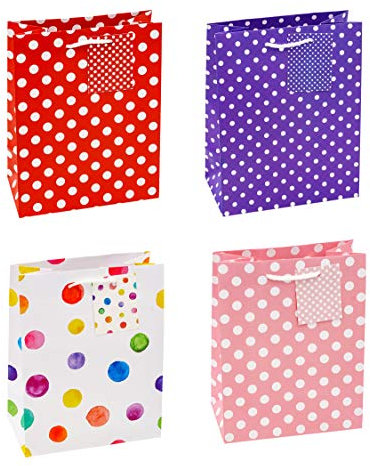TSI Geschenktüten PUNKTE, 12er Packung, Größe: Mittel (HxBxT 23 x 18 x 10 cm), Art. Nr. 86019