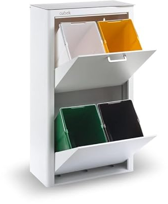 DON HIERRO - Poubelle cuisine de tri sélectif CUBEK, 4 compartiments de 20 litres.-Blanc