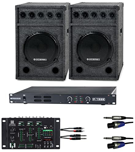 Pronomic DJ-Party Set II Komplettset 2X Festival 15 Box, 1x Mixer, Endstufe, Kabel