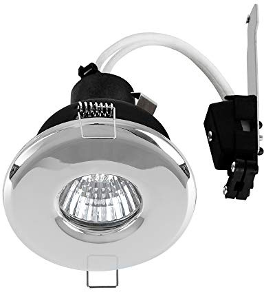 MiniSun | Shower/Soffit Polished Chrome Recessed Ceiling Downlight | Bath Recessed Lighting, Home Décor & Improvement Essential | Includes 5W LED Bulb [3000K Warm White] | Mains Wired