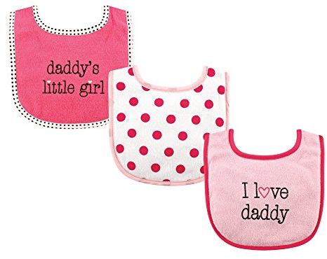 Luvable Friends Unisex-Baby-Lätzchen aus Baumwolle, mit Faserfüllung, Girl Daddy, 3er-Pack, Einheitsgröße