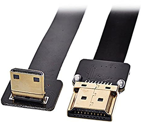 JSER 90 Degree Down Angled FPV Mini HDMI Male to HDMI Male FPC Flat Cable 50cm for Multicopter Aerial Photography