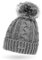 Neverless Damen Strick-Mütze gefüttert mit Fell-Bommel, Kunstfell, Winter-Mütze, Bommelmütze, Hellgrau Unisize