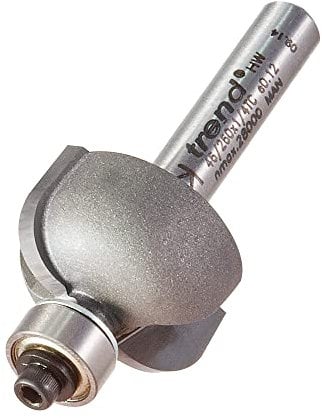 Trend Professional Bearing Guided Cove Router Cutter, 6.3mm Radius, 1/4 Inch Shank, 22.2mm Cut Diameter & 14.3mm Cut Length, Two Bearings, Tungsten Carbide Tipped, 46/260X1/4TC