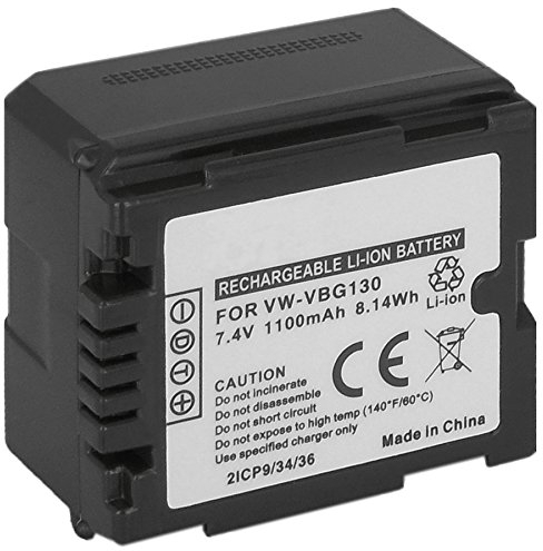 Ersatz-Akku VW-VBG130 kompatibel mit Panasonic HDC-SD1, SD3, SD5, SD10, TM10, TM15 / SDR-H40, H50, H60