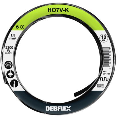 Bobinot de câble - Bobine de fils électrique - Câble électrique - Couronne de câble - Bobinot Câble Souple 10 mètres H07VK 1.5 mm ² - Noir - 204323 Debflex