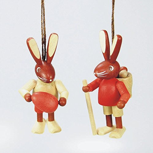 Hasenpaar zum Hängen, 4 cm Osterhasen Osterdeko Erzgebirge NEU