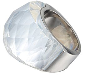 HIJONES Damen Edelstahl Mehrfarben Kristall Durchlässig Glas Ringe Größe 60 (19.1) (Weiß)