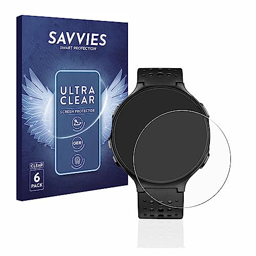 Savvies Protection Film compatible with Garmin Forerunner 235 | 6 Pack Clear Screen Protection Made in Germany Anti-Scratch Transparent Foil