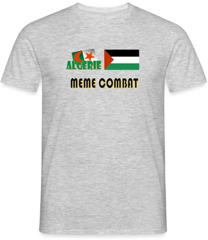 Spreadshirt Algérie Et Palestine Même Combat T-Shirt Homme, L, Gris chiné