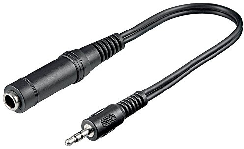 Goobay 50470 Headphone Adapter; Male 3.5 mm to Female 6.35 mm, Black, 0.2 m Cable Length