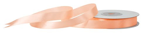 Satinband 12mm x 25m Rolle - FARBAUSWAHL in 3/6/12/18/25/38/50/75/100mm - farbecht & waschbar - Schleifenband für Hochzeit - Geschenkband zum Verpacken Dekorieren Basteln - Apricot 714