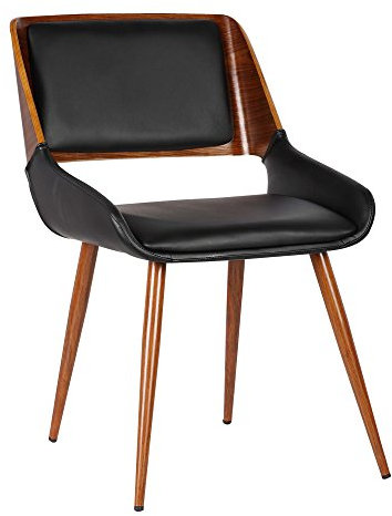 Armen Living Panda - Silla de Comedor, Individual, Piel sintética Negra/Nogal