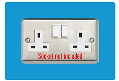 Double Socket Surround, Square Acrylic Back Panel Finger Plate, Decorative Frame for Neat and Tidy Finish, Font Colour:Light Blue