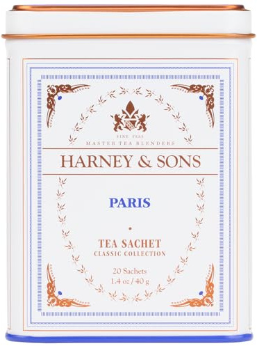 Harney & Sons Paris Flavored Black Tea – 20 Sachets | Fruity Vanilla & Caramel Blend with Hint of Lemony Bergamot