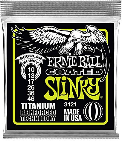 Ernie Ball Regular Slinky RPS - Cuerdas para guitarra eléctrica, titanio, revestidas, calibre 10-46