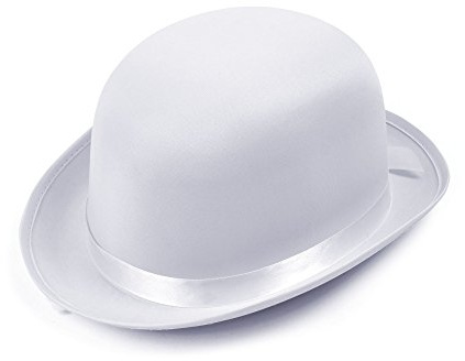Bristol Novelty BH478 Bowler Hat White Satin Look, Unisex-Adult, One Size Halloween