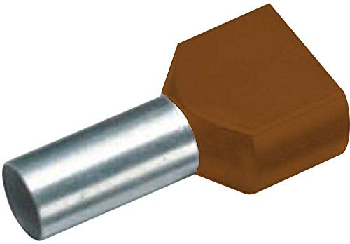 Vogt Verbindungstechnik 470814D Doppel-Draht-Endstück, 10 mm² x 12 mm, teilisoliert, braun, 100 Stück
