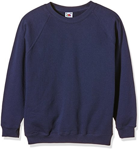 Fruit of the Loom Unisex Kids Raglan Classic Sweater, Navy, 12-13 Years (Manufacturer Size:34)