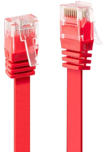LINDY 47511 - Cat.6 Flachband-Patchkabel ungeschirmt - Rot - 1 m, 3 Stück