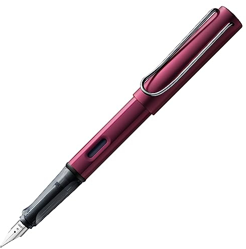 Lamy AL-star black purple Füller – Füllhalter mit ergonomischem Griff & polierter Stahlfeder in Strichbreite EF – leichtes Aluminiumgehäuse – inkl. Tintenpatrone T 10 blau – Rechtshänder