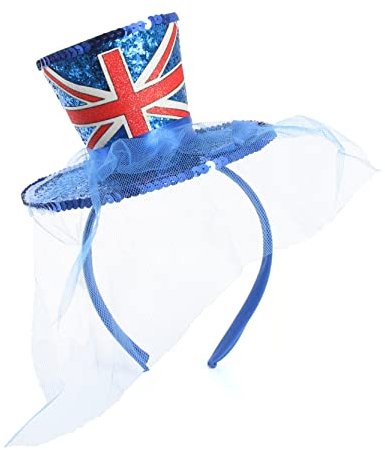 Union-Jack-Hut – Mini-Hut mit Fascinator-Schleier – Könige, Rule Britannia, Ve Day Feiern, Veranstaltungen und andere Kostümveranstaltungen – 1 Stück