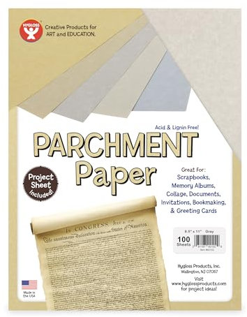 Hygloss 100-gray Products Craft Pergamentpapierbögen, druckerfreundlich, 21,6 x 27,9 cm, Grau, 100 Stück, Papier, Sheets