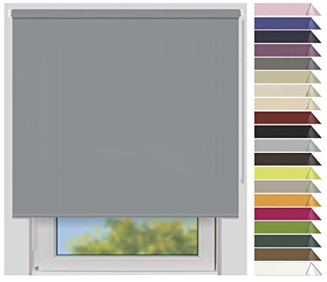 EFIXS Sichtschutzrollo Medium - 25 mm Welle - Breiten: 40-240 cm - Höhen bis 240 cm - Hier: 220 cm x 190 cm (Stoffbreite x Höhe) - grau (10686) - lichtdurchlässig - Blickdicht