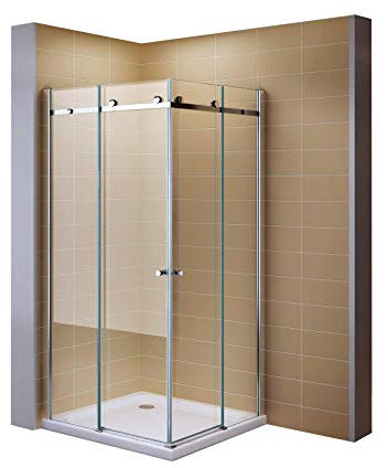 Schiebetuer Eckdusche Duschkabine Eckeinstieg mit Rollsystem aus Sicherheitsglas (ESG) 200 cm hoch #88 (75cm X 75cm Ohne Wanne)