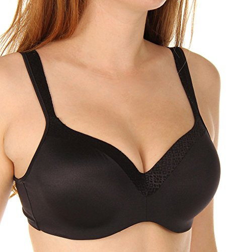 Playtex Women's Secrets Coverage Underwire, Balconette T-Shirt Bra for Full Figures, Opaque, Black, 36C