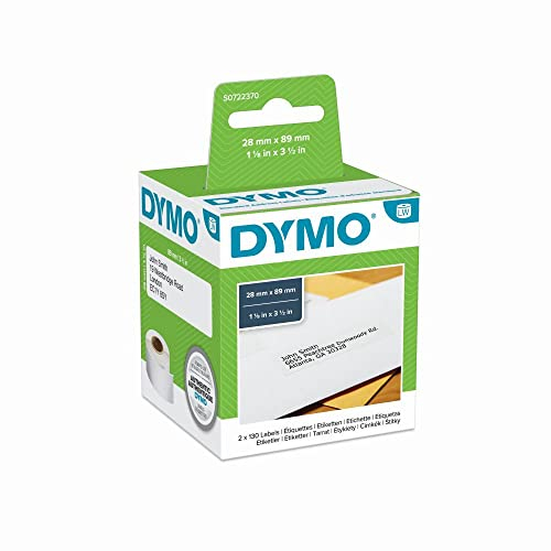Etiketten DYMO LABEL WRITER Papier für Leitungen, 130 x 2 Rollen, 89 x 28 mm, Weiß