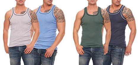 Herren Unterhemden Vollachsel Achselhemden Feinripp farbig Gr. M - 7XL | Tank Top herren, perfekte Passform, atmungsaktiv, angenehmer Sitz, Baumwollmischung, ärmellos, Unterziehshirt , Rundhals