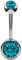 eeddoo Bauchnabel-Piercing Banane Doppelkristall Silber Edelstahl Türkisblau 8 mm