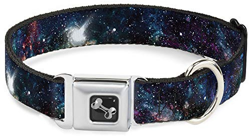Buckle-Down Seatbelt Buckle Dog Collar - Galaxy Collage - 1 Wide - Fits 9-15 Neck - Small