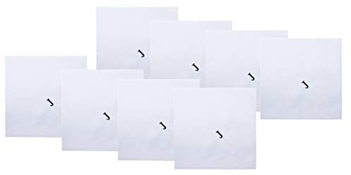 Retreez 8 Herrentaschentücher aus reiner Baumwolle, mit Monogramm, Einstecktuch, Geschenk-Set Gr. Einheitsgröße, J Initial - White