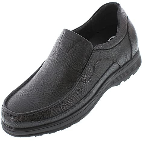 CALTO - G1825-3 Inches Taller - Größe 11 D US - Höhe zunehmende Aufzug Schuhe - Schwarz Slip-on Leichtbau