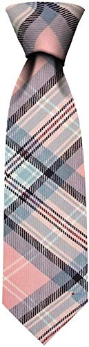 I LUV LTD Gents Neck Tie Diana Princess Rose Pink Tartan Lightweight Scottish Clan Tie