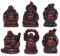 6 kleine Lachender Buddha Figuren Feng Shui Rosewood + Free rot String Armband C1024