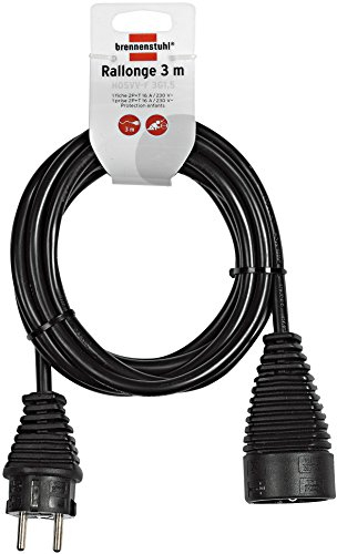 Brennenstuhl 1165431 Kunststoff Verlängerungskabel, 3m schwarz