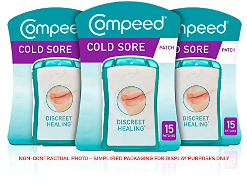 Compeed Erkältungskrankheit Diskret Heilpflaster 45 Pflaster (3 x 15 Stück) Kältewunde Behandlung, bequemer als kalte wunde Cremes, Maße: 1,5 x 1,5 cm