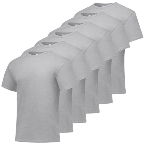 Hanes Mens Essentials Pack, Crewneck Cotton T-shirts For Men, 4 Or 6 Available Fashion-t-shirts, Light Steel - 6 Pack, Small US