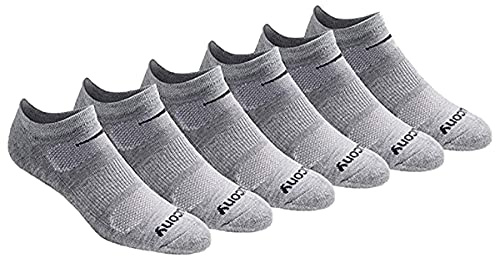 Saucony mens Multi-pack Mesh Ventilating Comfort Fit Performance No-show Socks, Grey Basic (6 Pairs), Shoe Size 8-12 US